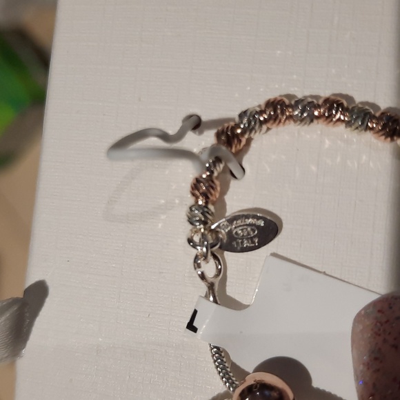 NWT Solid 2 TONE Rose & Yellow GOLD BRACELET ITALY  🇮🇹 DIAMOND CUT BEADS Bolo - Picture 4 of 9